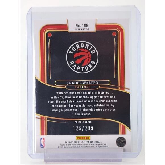 2024-25 Panini Select - Premier Level Ja'Kobe Walter #195 Light Blue Prizm /299 - Picture 2 of 2